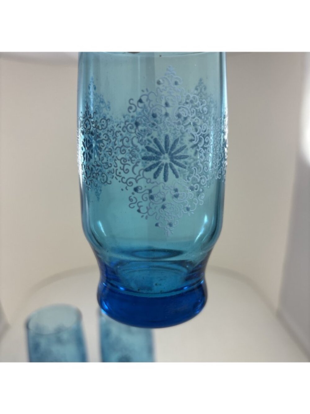 Vintage Anchor Hocking Chateau Blue Floral Juice Glass 4” - Picture 2 of 4